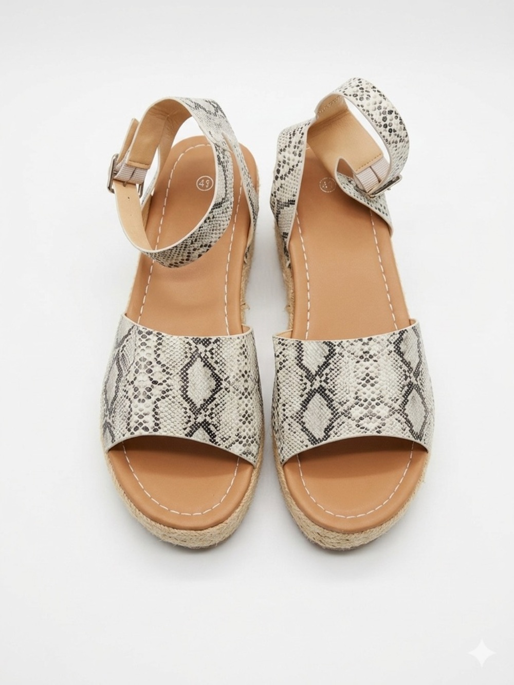 Snake-Print Espadrille Wedge Sandals - Neutral